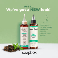 Soapbox Scalp Soother texture application highlights hydrating formula for smoother hair.