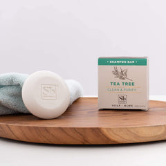 Soapbox Tea Tree Shampoo Bar minty scent for a refreshed wash