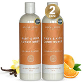 SoCal Suds & Company baby conditioner bottle in orange vanilla ready for gentle detangling