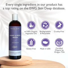 SoCal Suds & Company lavender label closeup shows premium ingredients