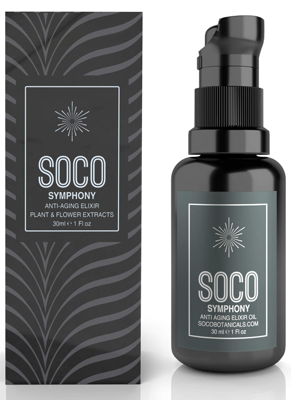 SOCO Symphony anti-aging elixir bottle showcasing sea buckthorn glow