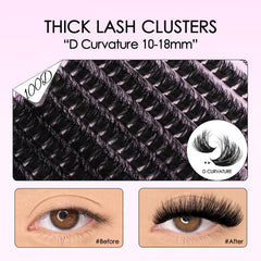 SOFENIDA 100D thick lash clusters close-up showing dramatic volume.