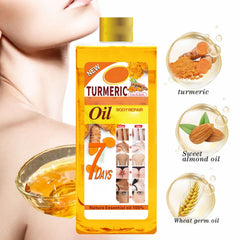 Soft7 Turmeric Oil pour action showing lightweight, non-greasy texture.