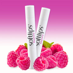 SoftLips Raspberry Lip Balm SPF 20 application swatch, smooth, non-greasy feel.