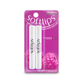 SoftLips Raspberry Lip Balm SPF 20 2-pack on display, hydrating lips and protecting from sun.