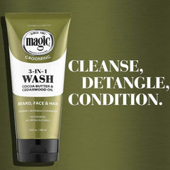 SoftSheen Magic Beard Wash applied to the face for a refreshing cleanse.