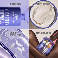 Close-up of Sol de Janeiro Delícia Drench Body Butter texture and smooth application.