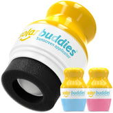 Solar Buddies sunscreen applicator blue-pink duo for easy on-the-go sun care.