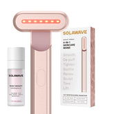 Solawave red light therapy wand front view with glowing panel for facial rejuvenation