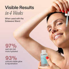 Solawave Renew Complex Serum hyaluronic acid glow highlights plump, refreshed appearance.