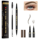 Soleira Eyebrow Pen with 4-tip microblading creates natural hair-like strokes for fuller brows.