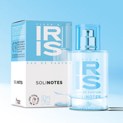 Front label of Solinotes Iris Blossom showcases a clean, cruelty-free branding message.