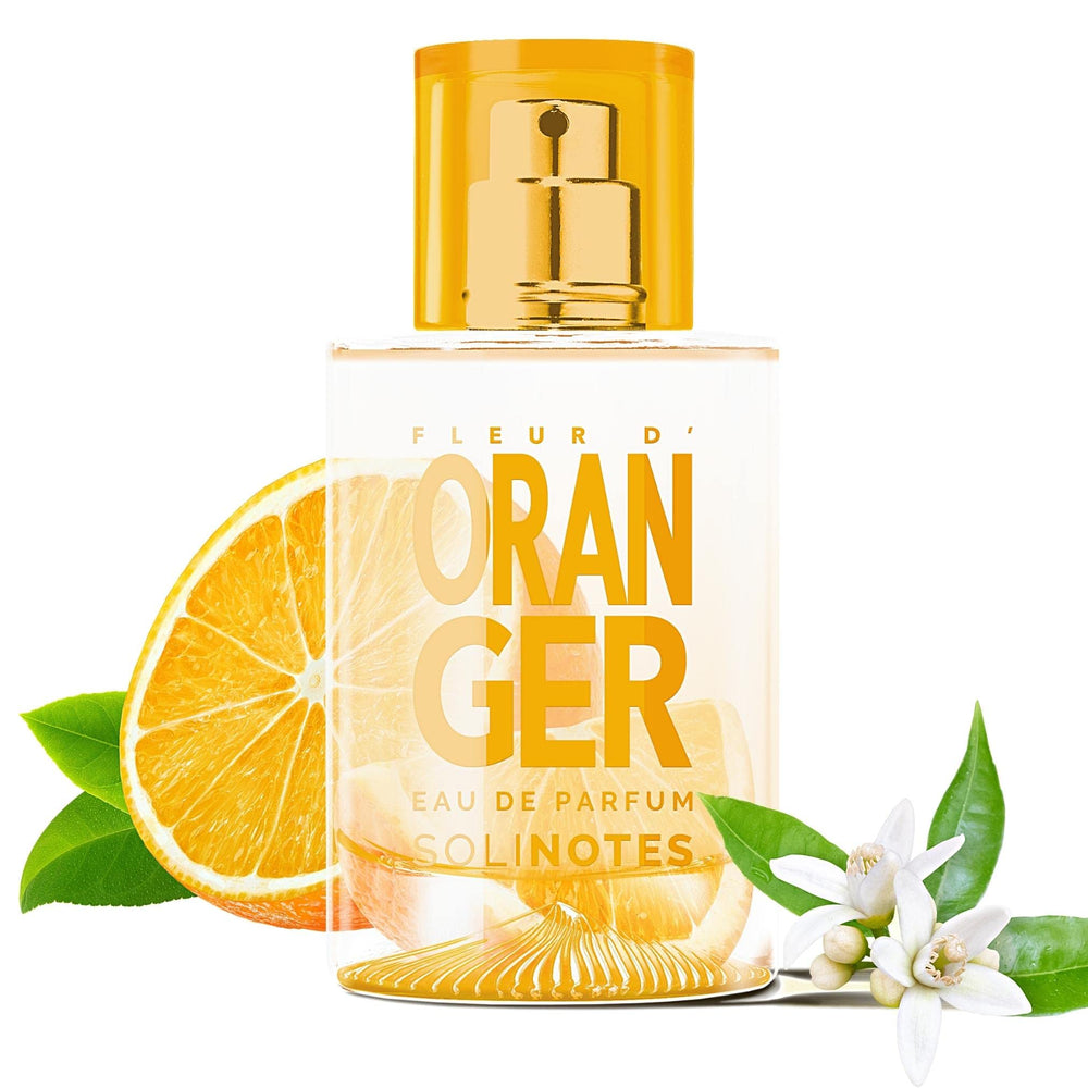 Solinotes Orange Blossom bottle-front; elegant design for everyday fragrance, refined.