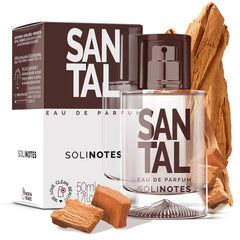 Solinotes Santal EDP bottle on a wooden surface, inviting daily wear.