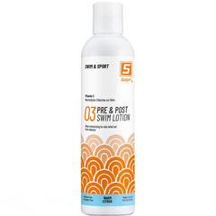 Solpri pre-swim lotion bottle shows vitamin C for chlorine protection.