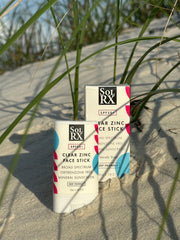 SolRX clear zinc face stick applies smoothly with no white residue, ideal for quick touch-ups.