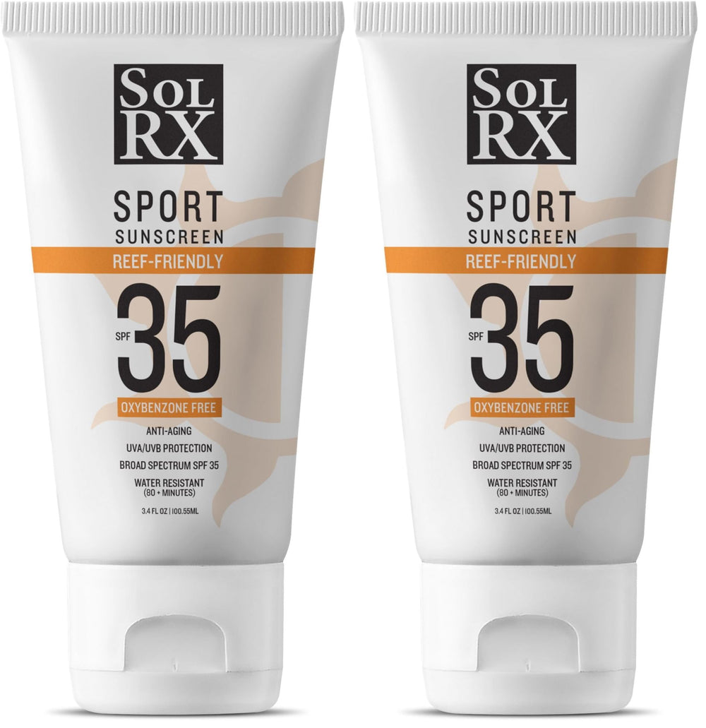 SolRX SPORT SPF 35 per-pack bottle ready for action