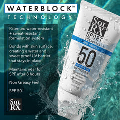 SolRX SPORT SPF 50 being spread on skin during activity