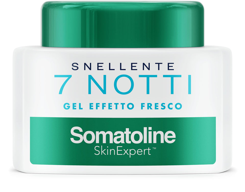 Somatoline Slimming 7 Nights gel bottle pour shows quick absorption during evening routine