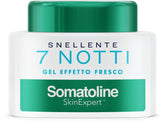 Somatoline Slimming 7 Nights gel bottle pour shows quick absorption during evening routine