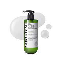 Some By Mi cica peptide tonic bottle close-up showing calming scalp support.