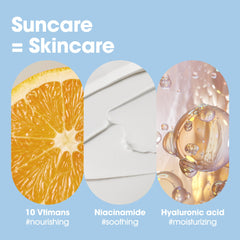SOME BY MI V10 bottle beside sun icon emphasizing UV protection