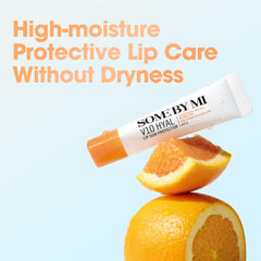 Some By Mi V10 Hyal Lip Sun Protector Clear shows a soft, gloss finish