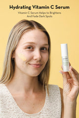 SONAGE High Impact Vitamin C Serum pump demonstrates easy dispensing for even skin tone.