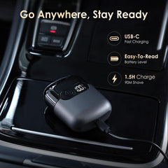 Sonatraxs USB-C fast charging with long battery life indicator on display.