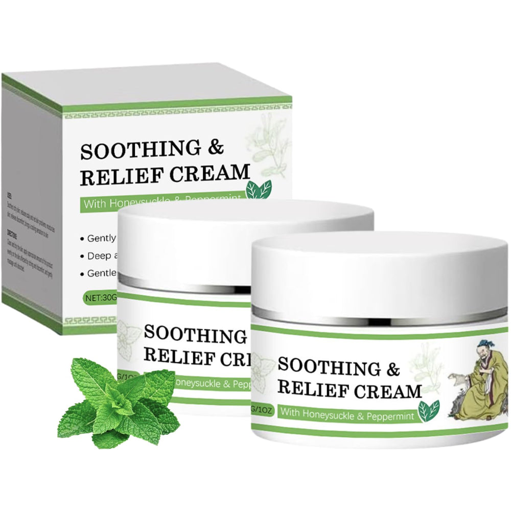 Soothing Relief Cream bottle close-up for gentle hydration