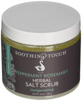 Soothing Touch Herbal Salt Scrub peppermint rosemary bottle for gentle exfoliation