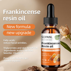 SOPANL Frankincense Resin Oil applied to cheek shows smoothing hydration.
