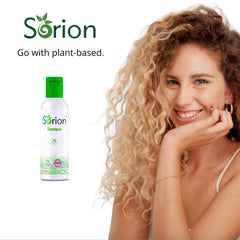 Sorion Shampoo neem-turmeric swirl conveys herbal blend and refreshing wash.