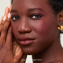 SOSHE Blurring Pillow Blush Refill on cheeks demonstrates buildable color for soft to bold looks