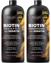 SOULSPA PURE Biotin Shampoo bottle highlights a nourishing formula for thinning hair.