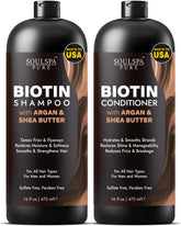 SOULSPA PURE Biotin Shampoo bottle delivers hydration and shine.