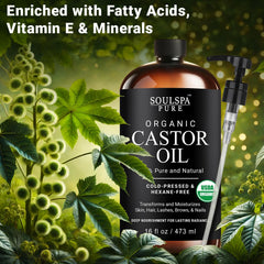 SoulSpa Pure castor oil for hair growth nourishes scalp and adds shine