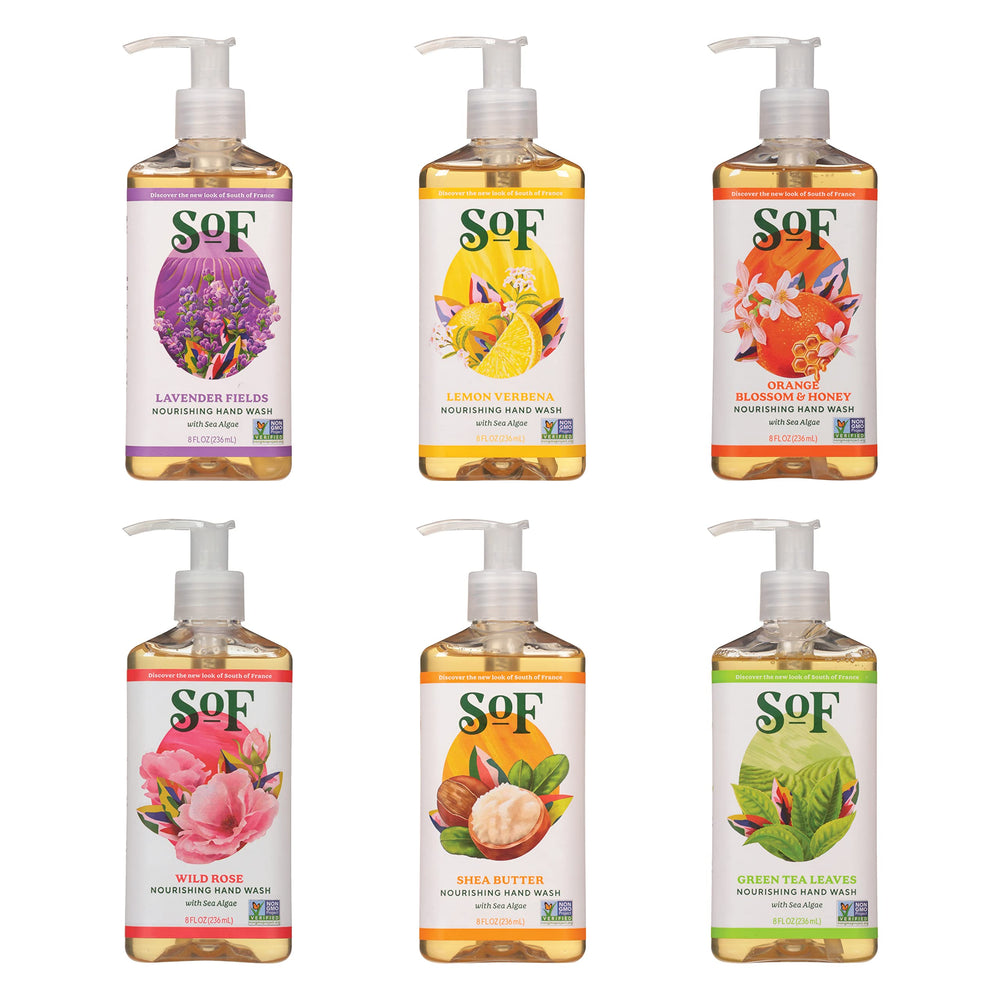 SoF Nourishing Hand Wash bottle front view showing the product line’s packaging.
