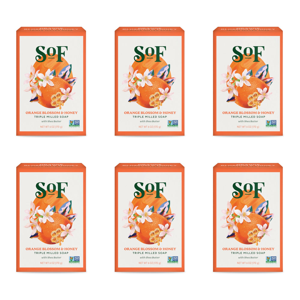 South Of France SoF Orange Blossom Honey bar with bright aroma and nourishing oils.