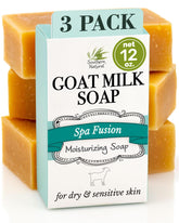 Southern Natural Goat Milk Soap Bar 3-Pack front label, gentle cleanse for dry skin.