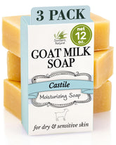 Southern Natural Goat Milk Soap Bar Castile 3-Pack unscented closeup, creamy lather