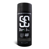 SOVONCARE hair fibers on thinning area for natural-looking fullness.