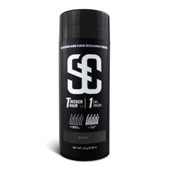 SOVONCARE hair fibers on thinning area for natural-looking fullness.