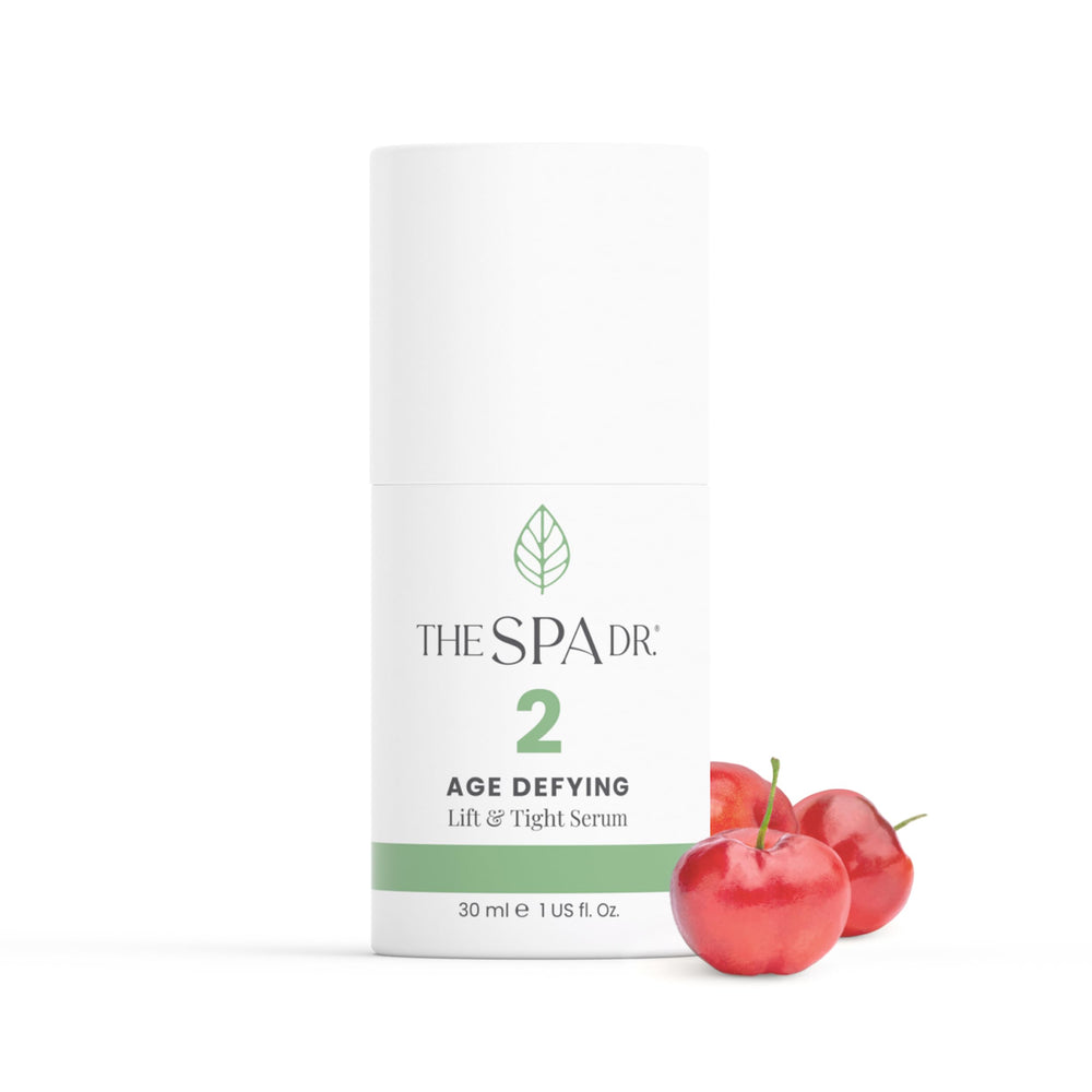 The Spa Dr. antioxidant serum bottle close-up shows a hydrating, age-defying formula.