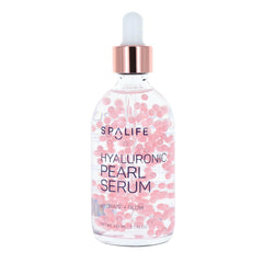 SpaLife face serum bottle highlights hyaluronic acid hydration for supple skin.