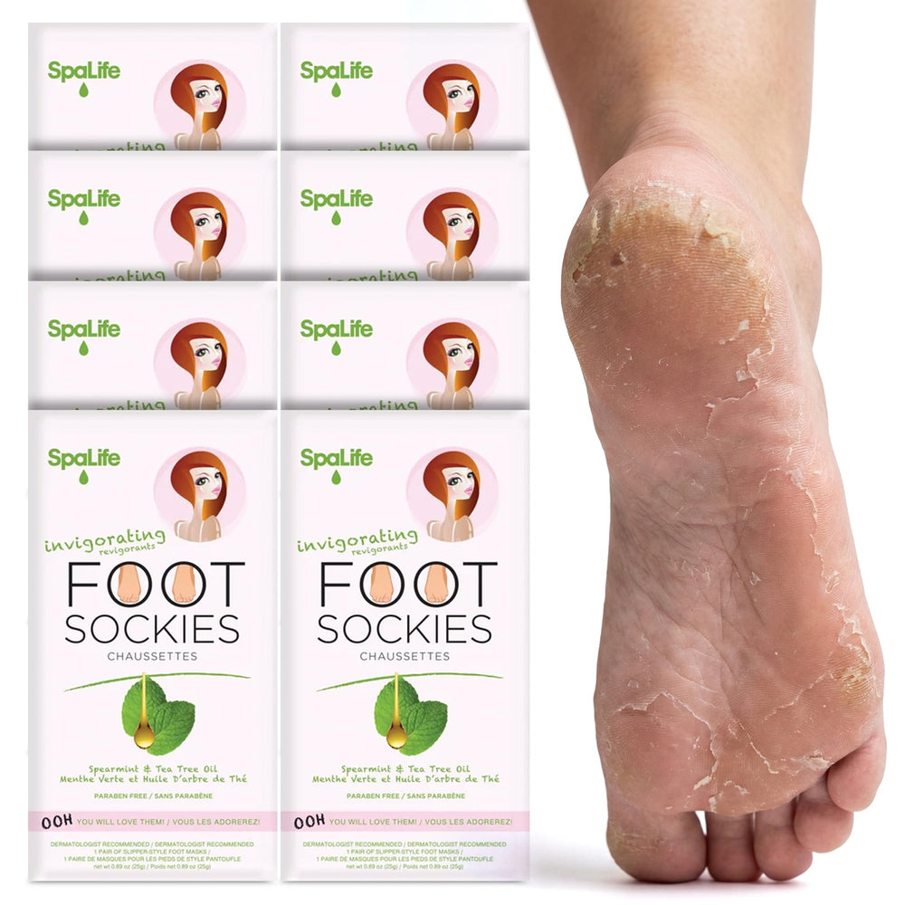 SpaLife Moisturizing Foot Sockies pack shot highlighting intense hydration for dry feet.