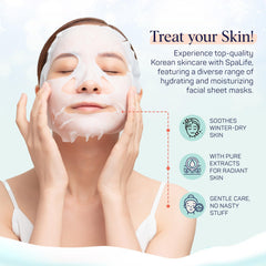 SpaLife Snow Buddies green tea mask for soothing refreshment.