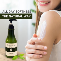 Spanature Green Tea Body Lotion applied on hands for daily moisturization