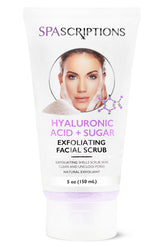 SpaScriptions face exfoliating scrub bottle pour for a refreshing cleanse