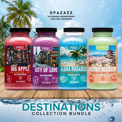 Spazazz Destinations Big Apple crystal bottle offers an energizing scent during evening soaks.
